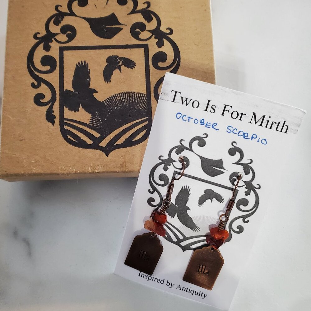 Fire Opal & Copper Earrings by Two is For Mirth